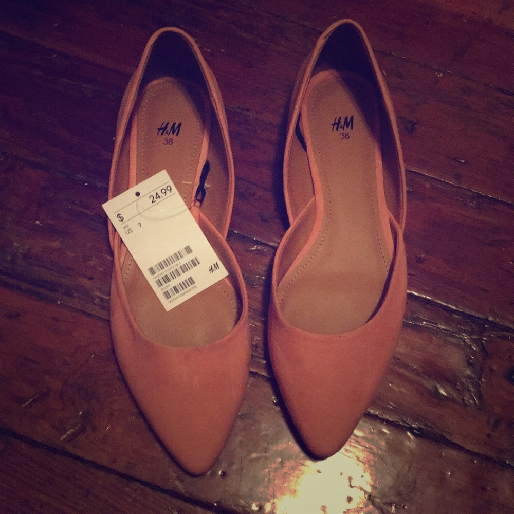 H&M Coral Suede Flats Size 38